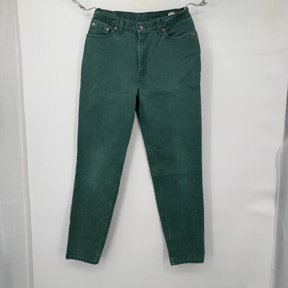 VTG 90s LEVI'S Women's High Waist Tapered Green Size 13 Jeans 17512-0842 Red Tag - Picture 3 of 14